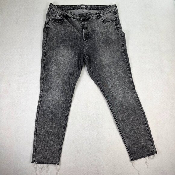 Old Navy Denim - Old Navy Super Skinny Black Wash Button Fly Raw Hem Jeans Sz 16